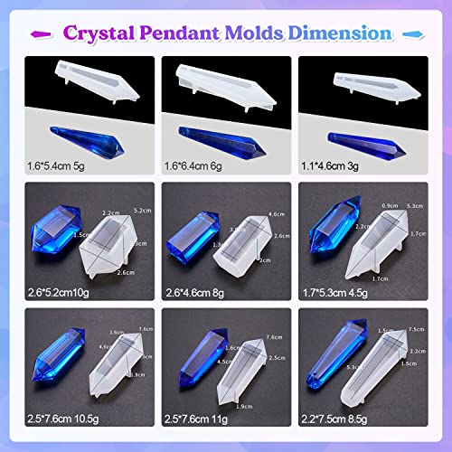 LET'S RESIN Resin Molds 18Pcs Pendulum Crystal Molds for Resin, Silicone Molds for Resin,Multi-Facet Resin Jewelry Molds for Quartz Crystals LET'S RESIN