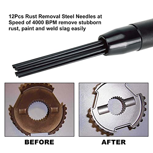 KUNTEC Pneumatic Compact Air Scaler 1/4" Air Powered Rust Paint Weld Slag Remover Cleaner KUNTEC