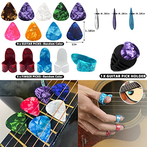 Anvin Acoustic Guitar Accessories Kit Including acoustic Guitar Strings, tuner, guitar capo, 3-in-1 restring tool, guitar picks, pick holder, bridge Anvin