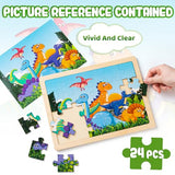Art Set & 4 Pack Wooden Dinosaur Puzzles for Kids VigorFun