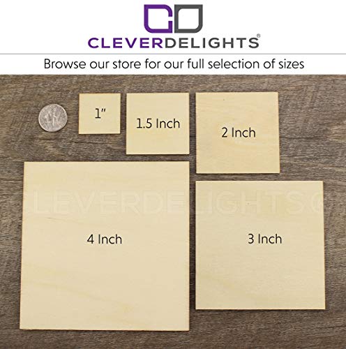 CleverDelights 3 Inch Wood Squares - 10 Pack - 3/32" Thick - 3" Unfinished Craft Pieces CleverDelights