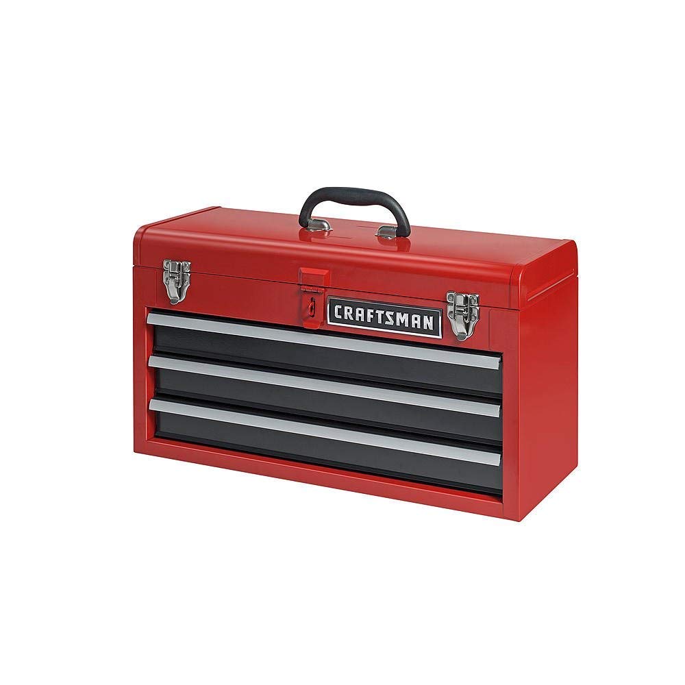 Craftsman 3-Drawer Metal Portable Chest Toolbox Red Craftsman