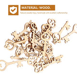 Amosfun 20PCS Wooden Key Shapes Natural Wood Mini DIY Art Craft Embellishment Keys Cards Bookmark Scrapbooks Amosfun