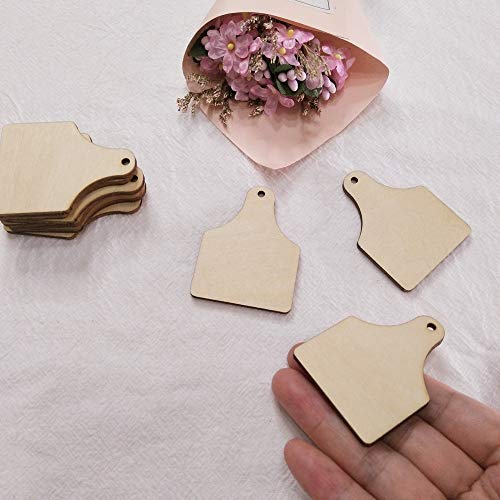 30PCS Cow Tag Natural Wood Earrings Blanks,Wood Jewelry Accessories, DIY Unfinished Wood Shapes (2.0") ACFENG