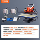 VEVOR 6 in 1 Heat Press Machine 12x15 inch, 360-Degree Swing Away T Shirt Printing Machine Digital Control, Multifunction Heat Transfer Machine VEVOR