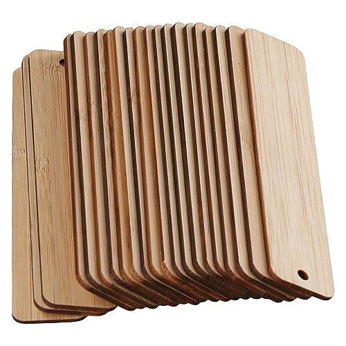 Uniquer 20Pcs 4.72Inch Blank Bamboo Bookmark Engraving Bamboo Blanks Bookmarks Unfinished Wood Hanging Tags Uniquer