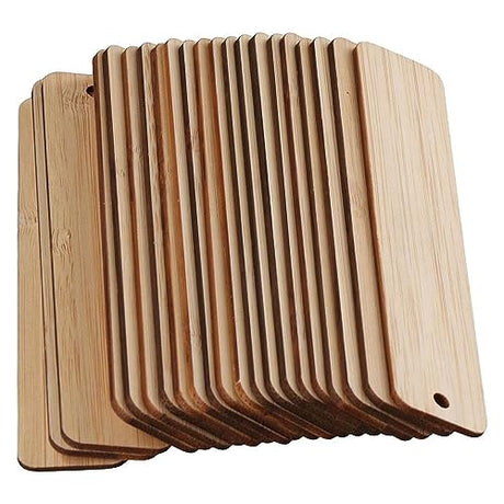 Uniquer 20Pcs 4.72Inch Blank Bamboo Bookmark Engraving Bamboo Blanks Bookmarks Unfinished Wood Hanging Tags Uniquer