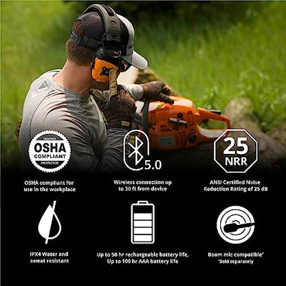 ISOtunes LINK 2.0 Bluetooth Earmuffs: Upgraded Wireless Hearing Protection with 50 Hour Battery Life and 25 dB Noise Reduction Rating - WoodArtSupply