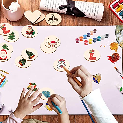 WLIANG 50 Pcs 3 Inch Wood Circles for Crafts, Unfinished Blank Wooden Circles Round Disc Cutouts for DIY, Painting, Staining, Christmas, Coasters WLIANG