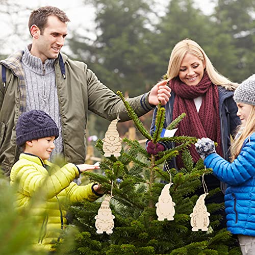 40pcs Gnome Wooden Hanging Ornaments Unfinished Wood Slices for Christmas Tree DIY Painting Graffiti Pendant Home School Decor Milisten