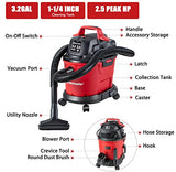 Vacmaster Red Edition VHB305M 1101 Wall Mount Wet Dry Vacuum 3.2 Gallon 2.5 Peak HP Vacmaster