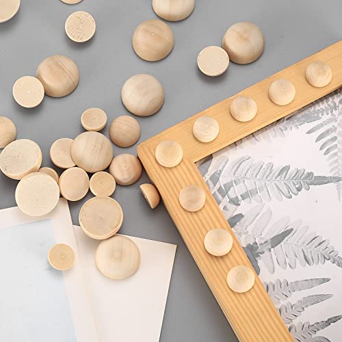 200 Pcs Half Wooden Beads, Unfinished Natural Split Wood Balls, 12mm/15mm/20mm Small Half Round Decorative Wooden Craft Beads Balls for Paint DIY Bnnrjia