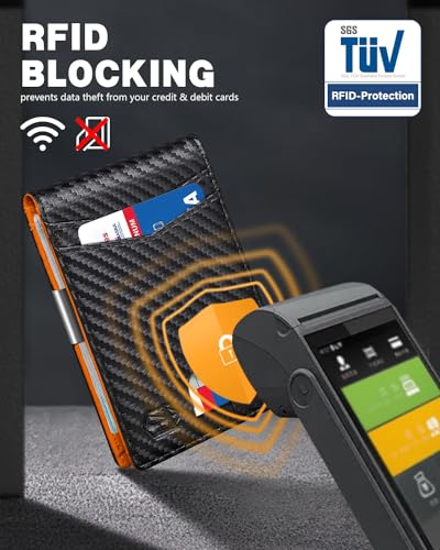 Zitahli Slim Wallet for Men Gifts 12 Card Slots ID Window With Money Clip Minimalist RFID Front Pocket Bifold Leather Small Thin Gift Box Dad Zitahli