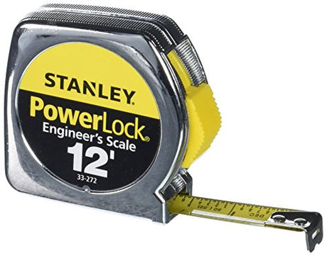 STANLEY PowerLock Tape Measure, Heavy-Duty, Engineer’s Scale with Metal Case, 12-Foot (33-272) Stanley