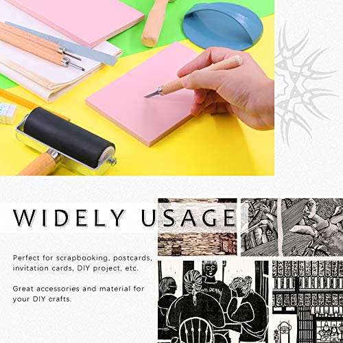 Swpeet 41Pcs Rubber Stamp Making Kit, Rubber Stamp Carving Blocks, 1 Whetstone, Craft Knife, Ink Roller, Plastic Stamp, Wooden Stamp and Rice Paper Swpeet
