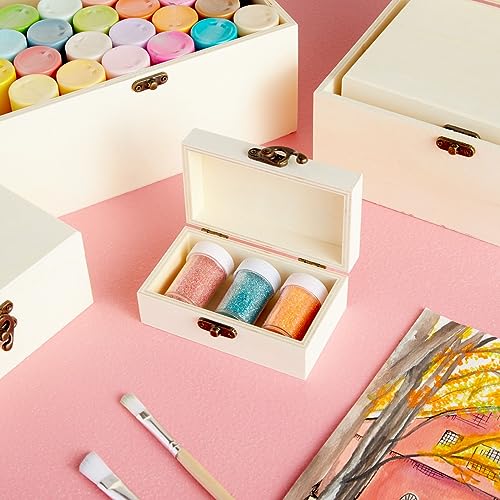 Juvale 5 Pack Unfinished Wooden Boxes with Hinged Lids Arts and Crafts, Wood Storage Boxes to Paint (Natural, 5 Assorted Sizes) Juvale