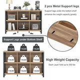 FATORRI Rustic Oak 6-Cube Storage Organizer – Industrial Horizontal Bookshelf with Durable Metal Frame FATORRI