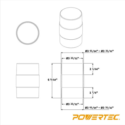 POWERTEC 70123V 4-Inch Dust Hose Connector w/Quick Connect Splice Adapter, ABS Plastic - WoodArtSupply