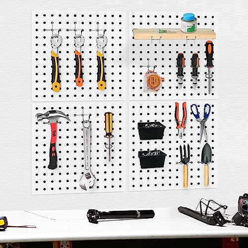 BELLO YON 4Pcs Pegboard, Peg Board, Pegboard Wall Organizer Panels Accessories, Mount Display Pegboard Kits, Metal Pegboard for Walls Garage Craft BELLO YON