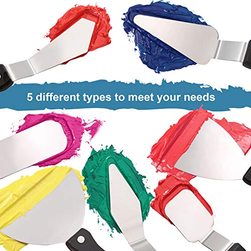 7 Pieces Large Painting Knives Stainless Steel Spatula Palette Knife Painting Mixing Scrapers Oil Painting Accessories Pallet Knife Set for Color Honoson