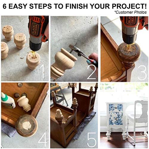 decorluxes Unfinished Bun Feet for Furniture Set of 4 Kallax Legs Short Table Legs Couch Sofa Coffee Table Legs Dresser Legs Set of 4 Bun Feet - No decorluxes