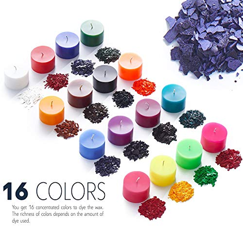 Candle Dyes for Soy Candle Making - Wax Сolor Dye Color Chips for Soy Wax - 16 Popular Colors Wax Dye Flakes Candle Shop