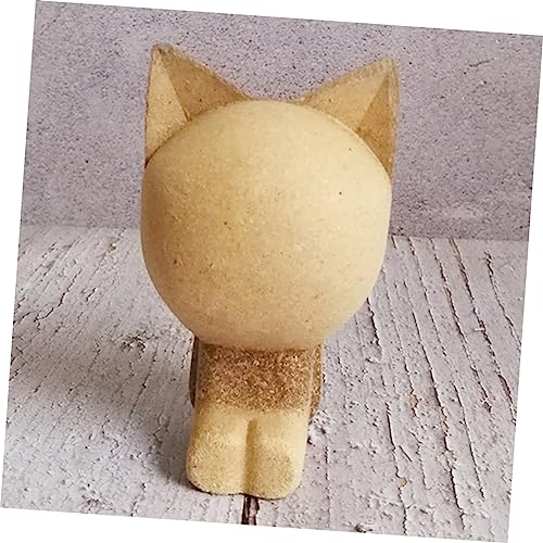 EXCEART 2pcs Blank Wood 3D Cat Crafts Wood Cat Centerpiece Blank Wood Figures Wood Peg Doll People Easter Craft Supplies Toys for Kids Wood Toys EXCEART
