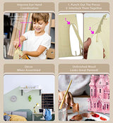 Puzzled Bundle of Furniture Set & Fantasy Villa Doll House Wooden 3D Puzzles Construction Kits, Educational DIY Playhouse Toys Assemble Unfinished Puzzled