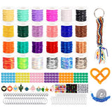 PP OPOUNT Glitter/Laser/Glow/Normal Lanyard String for Crafts, 24 Rolls Plastic Lacing String, Gimp Bracelet Making Kit for DIY Bracelets, Key PP OPOUNT