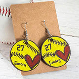 Custom Football Earrings for Women Girls Cute Softball Earrings Lightweight Basswood Personalized Name Number Sport Drop Dangle Earrings Baseball AILIN