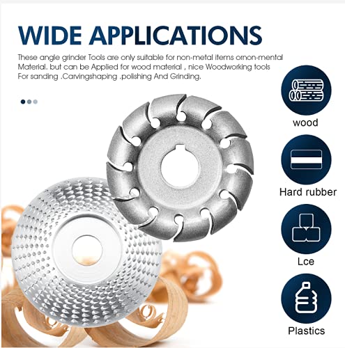 5 Pieces Wood Carving Disc Grinding Wheel Shaping Disc 12 Teeth Wood Polishing Shaping Disc,6 Teeth Wood Turbo Carving Disc,22 Teeth Grinder Chain Winllyat