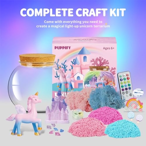 Unicorn Terrarium Kit for Kids, Light-Up Unicorn Arts and Crafts Toys for Girls, Birthday Gifts for Girls Age 4 5 6 7 8 9 10 Year Old - WoodArtSupply