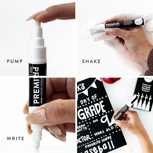 White Liquid Chalk Markers Erasable - 2PK 3mm Fine Tip Chalk Markers Chalk Pens - Chalkboard Markers Bistro Chalk Marker Glass Window Markers - Glass - WoodArtSupply