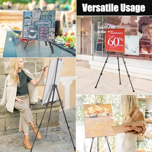 AIKUPNEY Artist Easel Stand - Metal Tripod Easel for Painting Canvas,Adjustable Height from 17-63 inches,Portable Easel with a Bag for - WoodArtSupply