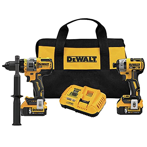 DEWALT FLEXVOLT ADVANTAGE 20V MAX* Combo Kit with Hammer Drill & Impact Driver, 5.0-Ah, 2-Tool (DCK2100P2) - WoodArtSupply