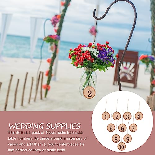 LUOEM 10pcs 1-10 Wedding Table Numbers Hanging Wood Slice Wedding Table Centerpieces for Arts Crafts Wall Decor Wedding DIY Projects LUOEM