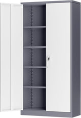 INTERGREAT Metal Storage Cabinet with Doors and Shelves, 72" Garage Storage Cabinet with Lock, Lockable Tool Steel Cabinet for Home Office, INTERGREAT