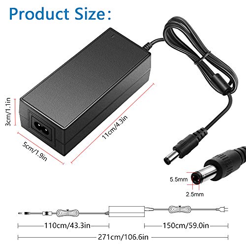 SHNITPWR 24V 3A DC Power Supply Adapter AC 100V~240V to DC 24 Volt 3 Amp 72W Converter Transformer 5.5x2.5mm Plug for 5050 3528 LED Strip Light 3D - WoodArtSupply