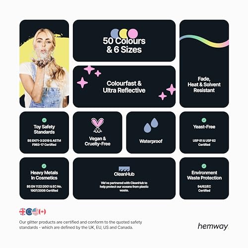 Hemway Polyurethane & Epoxy Resin Glitter 100g / 3.5oz Metallic Crystal Flake Additive for Flooring Jewelry Tumblers Glass Pigment - Chunky (1/40" Hemway