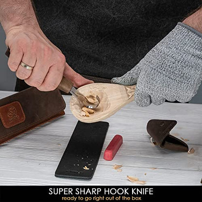 BeaverCraft Deluxe Wood Carving Kit S01X Wood Carving Knife Set - Spoon Carving Kit - Whittling Kit Beginners Sloyd Knife Wood Carving Hook Knife