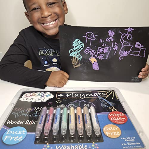 The Pencil Grip Create Everyday Black Board Playmat Kit with 8 Wonder Stix (TPG648) The Pencil Grip