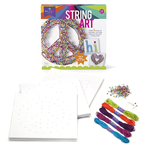 Craft-tastic – String Art – Craft Kit Makes 3 Large Canvases – Peace Sign Edition, Model Number: CTE40 Craft-tastic