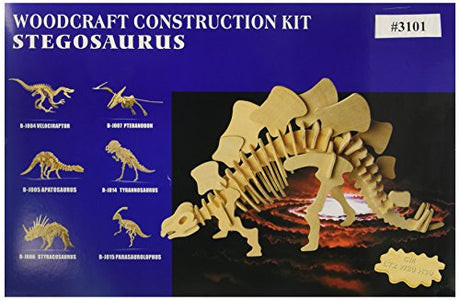 Puzzled 3D Puzzle Big Stegosaurus Dinosaur Wood Craft Construction Model Kit Fun & Educational DIY Wooden Dino Toy Assemble Model Unfinished Craft Puzzled
