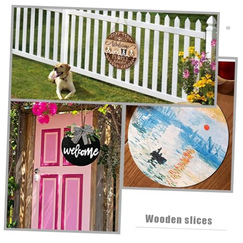 BESPORTBLE 5pcs Wooden Blank Hanging Tag Unfinished Wood Cutout Wooden Log Slices Wooden Rounds Board DIY Wooden Door Plaque Xmas Wall Plaque Tree BESPORTBLE