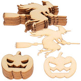 20Pcs Halloween Wood Cutouts Pumpkin Witch Cutout Unfinished DIY Painting Wooden Slices Embellishment Party Decor Woodsy Decor Witch Decor NUOBESTY
