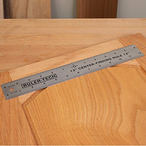 Stainless Steel Center Finding Ruler. Ideal for Woodworking, Metal Work, Construction and Around The Home (12" Ruler) - WoodArtSupply