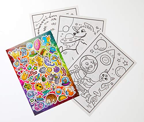 Crayola Uni-Creatures & Cosmic Cats Coloring Book Set - 2 Pack (96pgs), Animal Sticker Sheet, Metallic Crayons & Glitter Crayons - WoodArtSupply