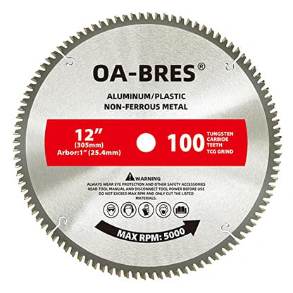 12 Inch 100T Upgrade TCG Grind Aluminum Non-Ferrous Metal Saw Blade with 1-Inch Arbor - WoodArtSupply