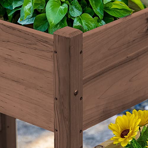 Outsunny Raised Garden Bed with 3 Planter Box, Elevated Wooden Plant Stand with Drainage Holes, for Vegetables, Herb and Flowers, Coffee Outsunny