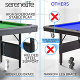 SereneLife 6-Ft Folding Pool Table - Portable Billiard Table - Includes 2X Cue Sticks, Full Set of Balls, Chalk, Brush - Foldable for Kids and Adults SereneLife